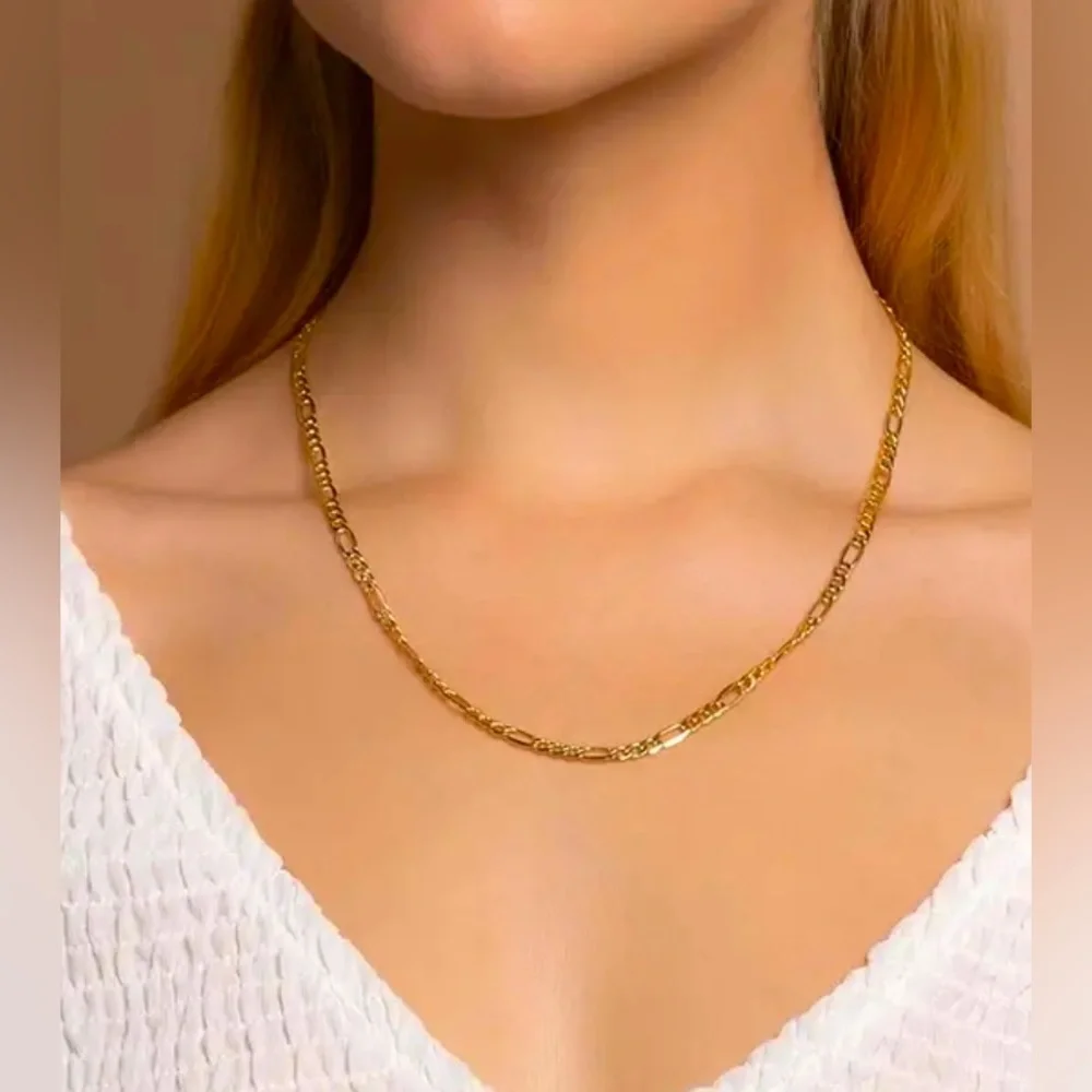 18K Gold Plated Figaro Small Link Chain Necklace, 20” and 24”